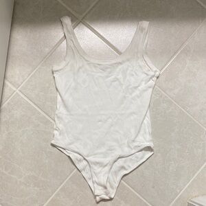 White ribbed tank bodysuit